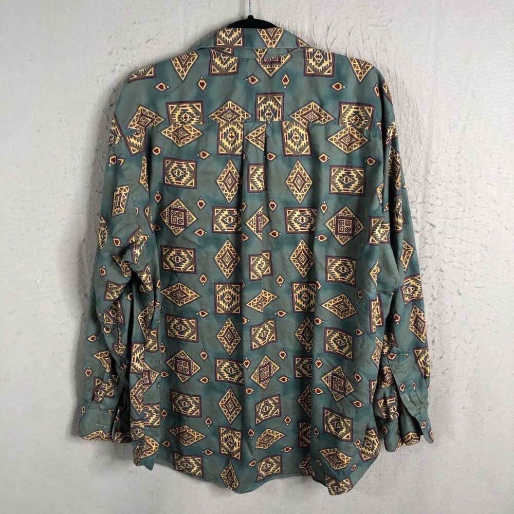 Vintage Western Shirt Mens Extra Large Green Aztec Indian Southwestern Cotton US - Picture 4 of 16